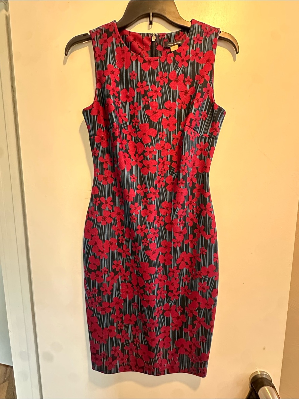 Tommy Hilfiger Navy Sheath Dress with Red Floral Print